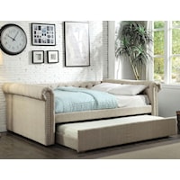 Transitional Tufted Queen Size Daybed with Trundle