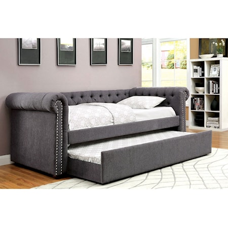 Transitional Tufted Twin Size Daybed with Trundle