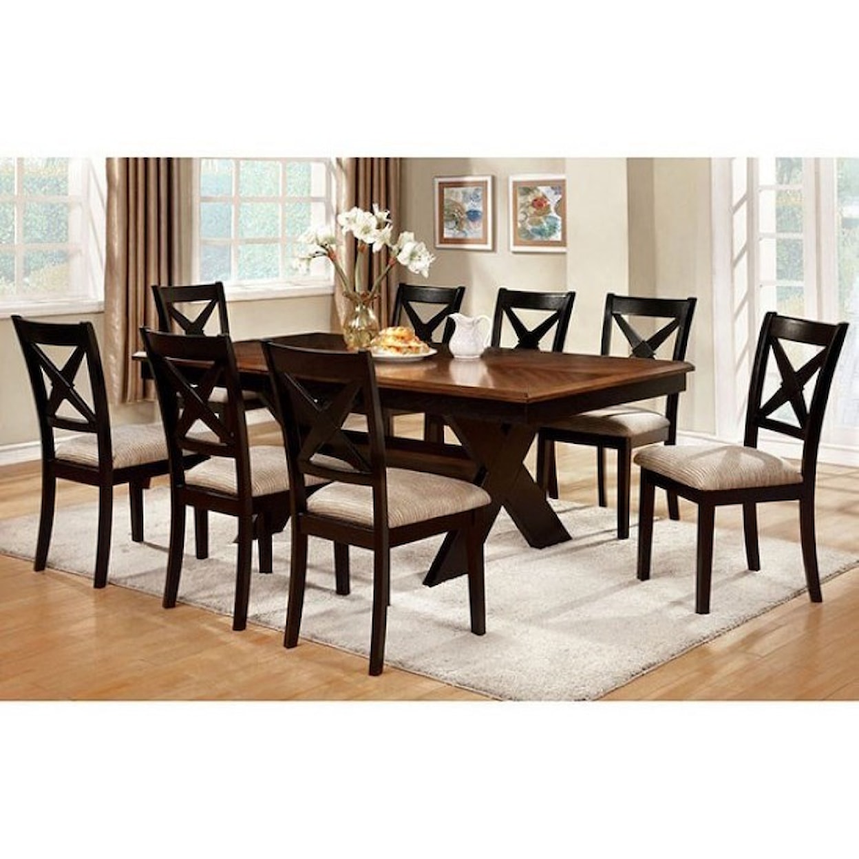 Furniture of America - FOA Liberta Table and 8 Side Chairs