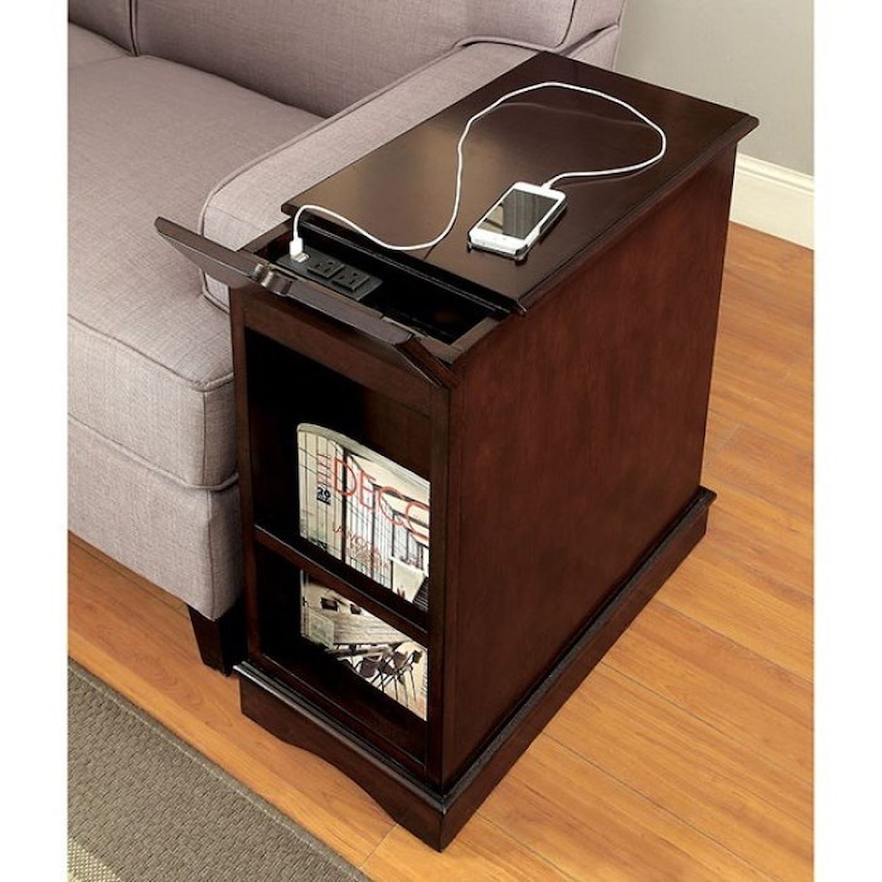 Furniture of America Lilith I Side Table w/ USB