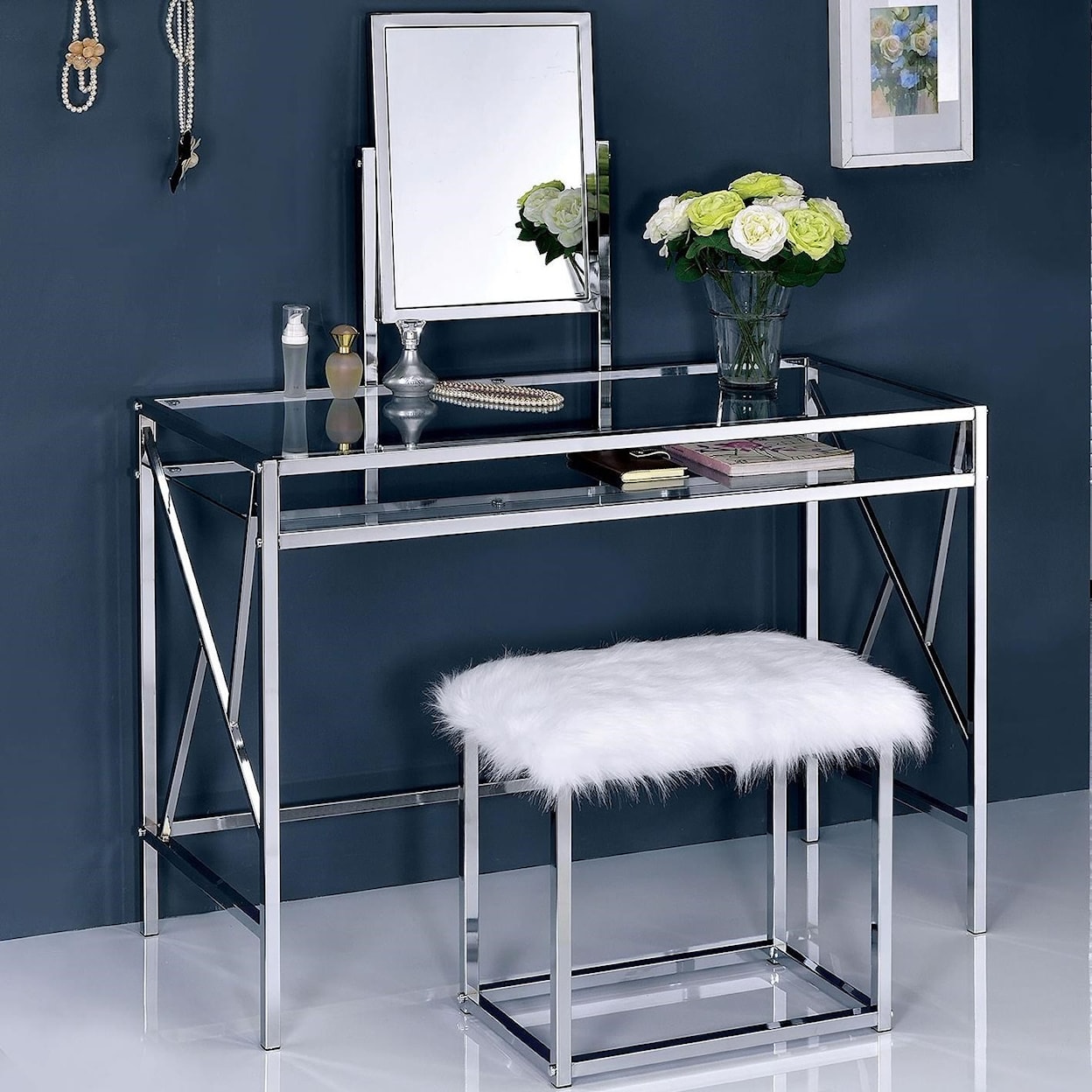 Furniture of America - FOA Lismore Vanity w/ Stool