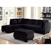 Furniture of America Lomma Casual Black Flannelette Chaise Sectional