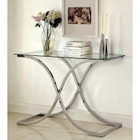 Glass Top Sofa Table with Chrome Base