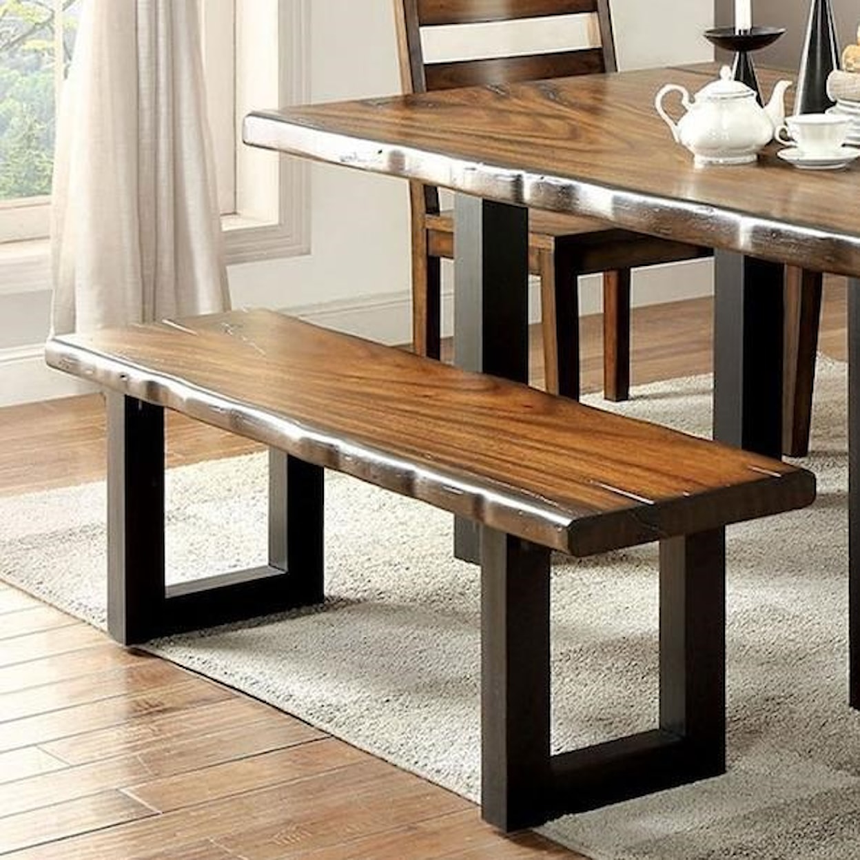 Furniture of America Maddison Dining Set with Bench