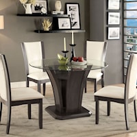 Transitional Round Dining Table with Glass Top