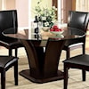 Furniture of America Manhattan I & II Glass Top Round Dining Table