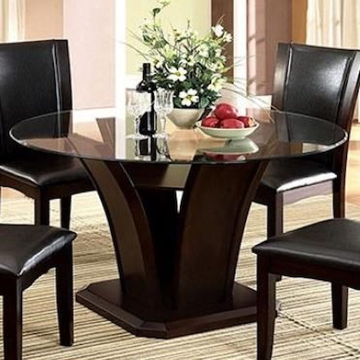 Furniture of America - FOA Manhattan I & II Glass Top Round Dining Table