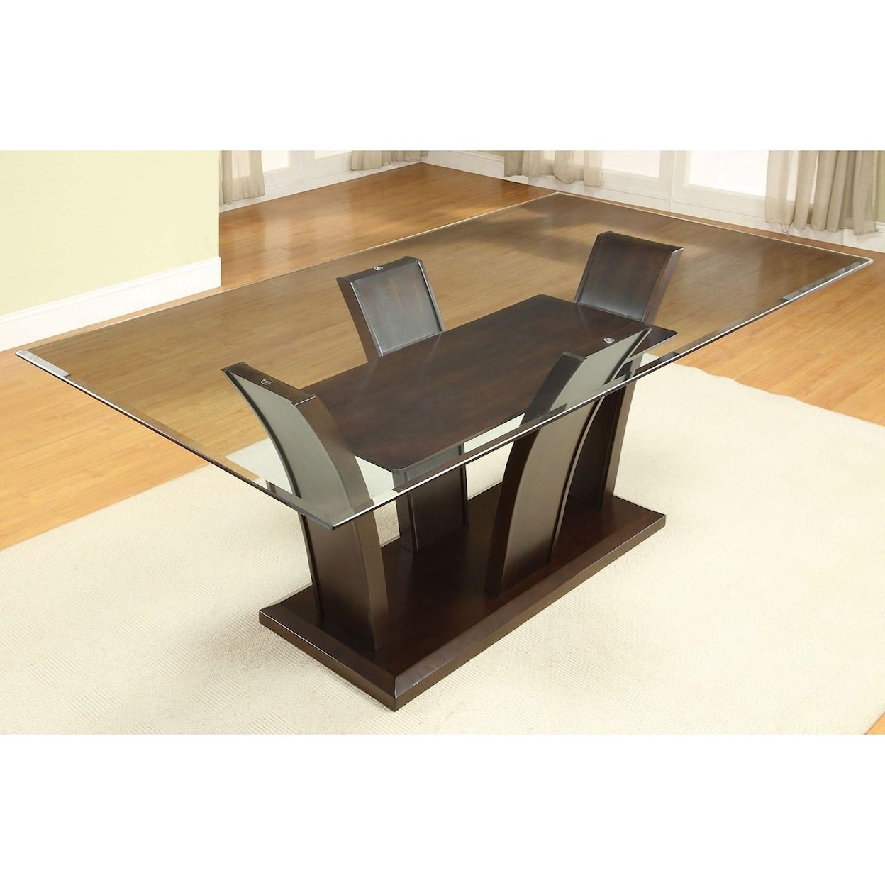 Furniture of America Manhattan I & II Glass Top Dining Table