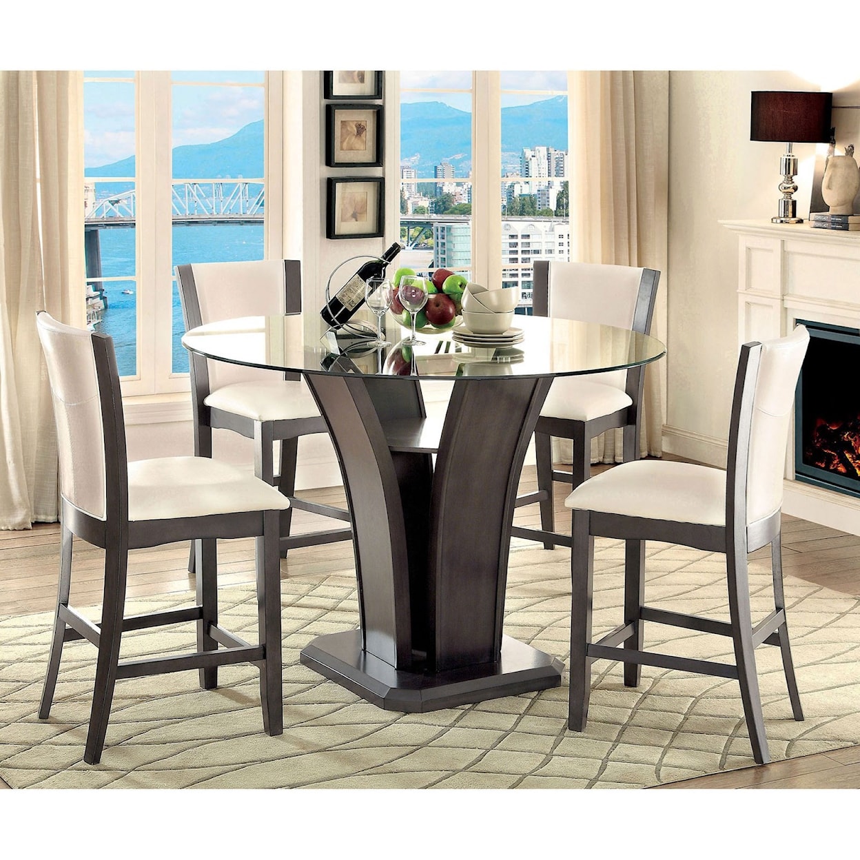 Furniture of America Manhattan III Set of 2 Counter Height Chairs