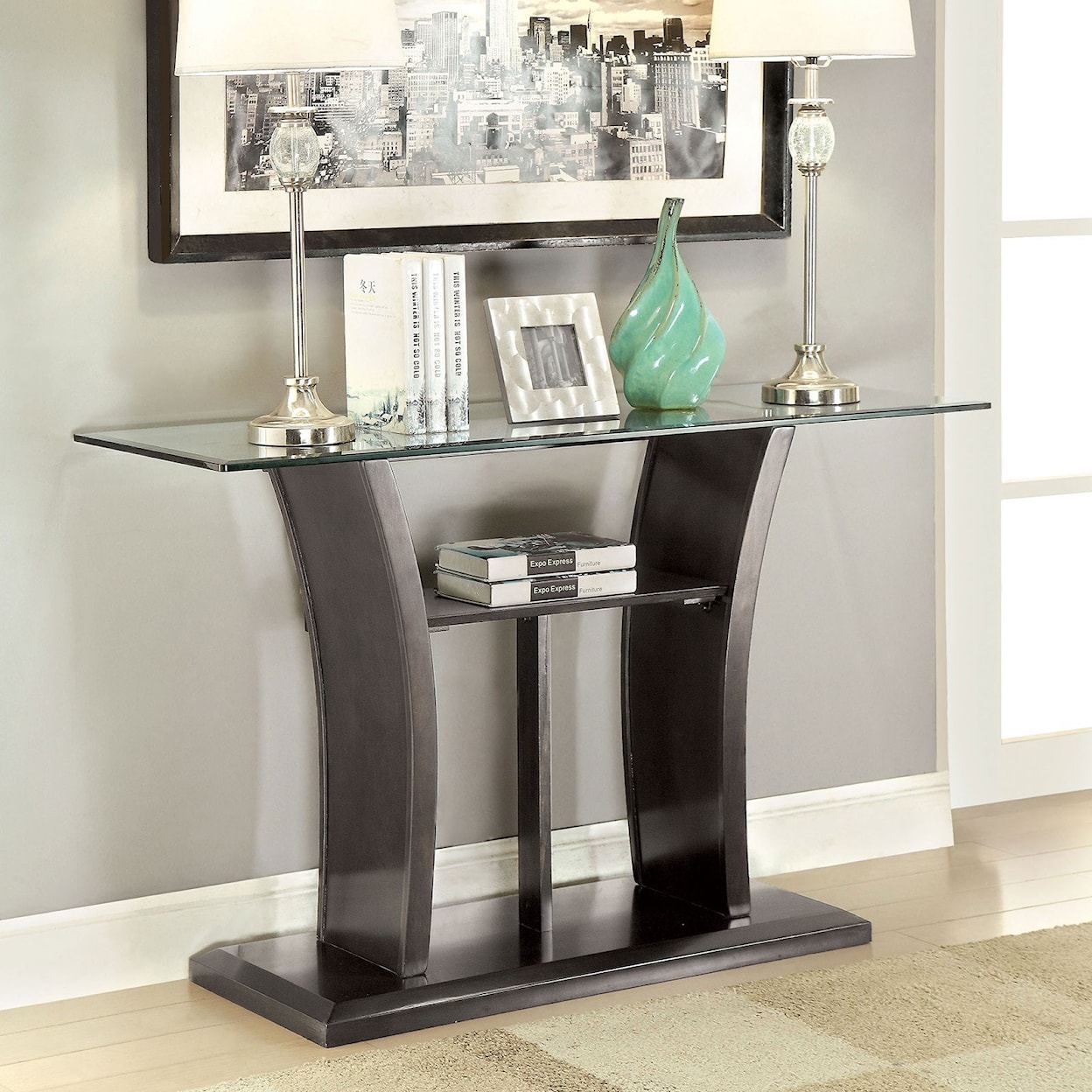 Furniture of America Manhattan IV KEYSTONE GREY SOFA TABLE |