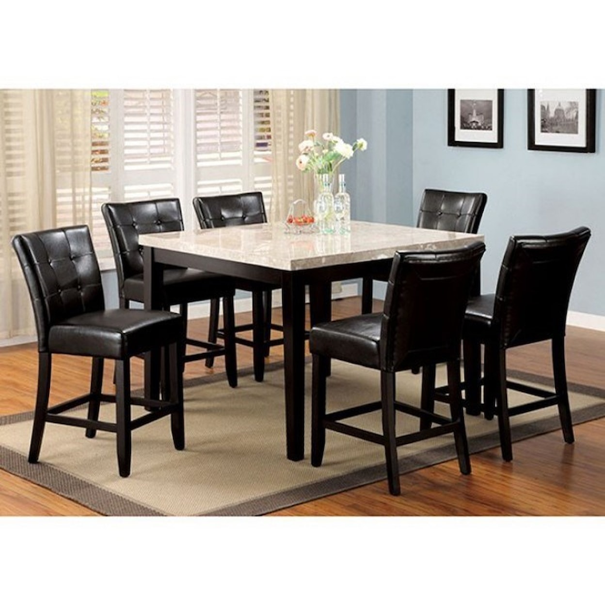 Furniture of America Marion II Counter Height Table and 6 Chairs