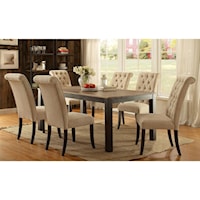 Contemporary 7 Piece Dining Set with Button Tufted Chairs