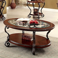 Traditional Cocktail Table with Glass Top