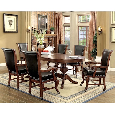 Traditional Game Table with Interchangeable Top and 6 Chairs