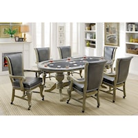 Traditional Game Table with Interchangeable Top and 6 Chairs