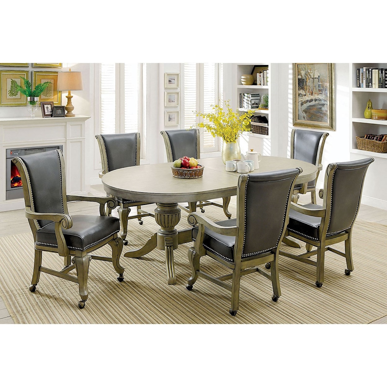 Furniture of America - FOA Melina Table + 6 Chairs