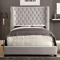 Ivory Contemporary  Wingback Design w/Padded Flannelette King Bed