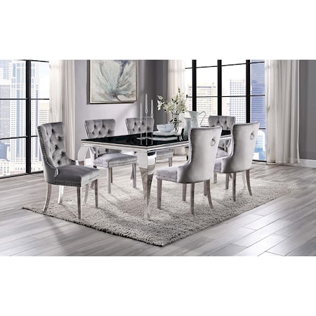 7 Pc. Dining Table Set, Grey Chairs