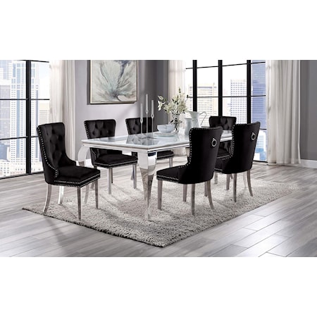 7 Pc. Dining Table Set, Black Chairs