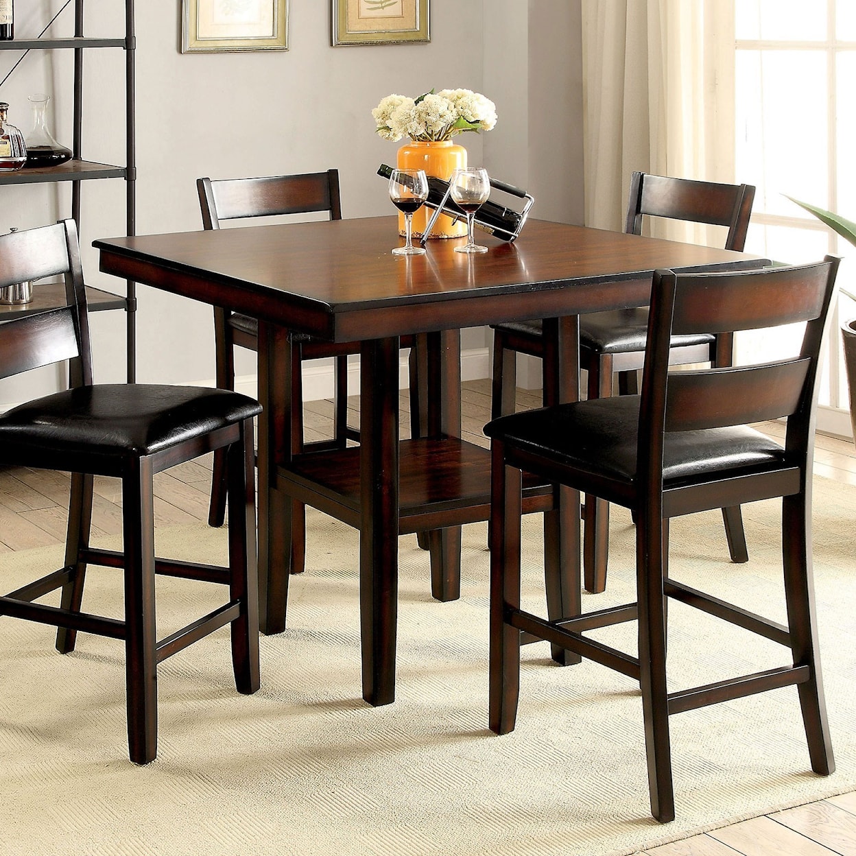 Furniture of America Norah II 5 Piece Counter Height Table Set