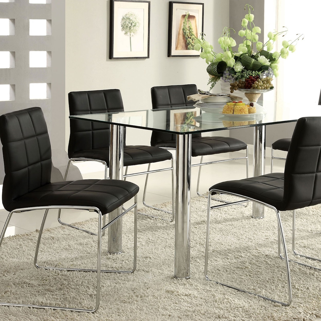 Furniture of America - FOA Oahu Glass Top Dining Table