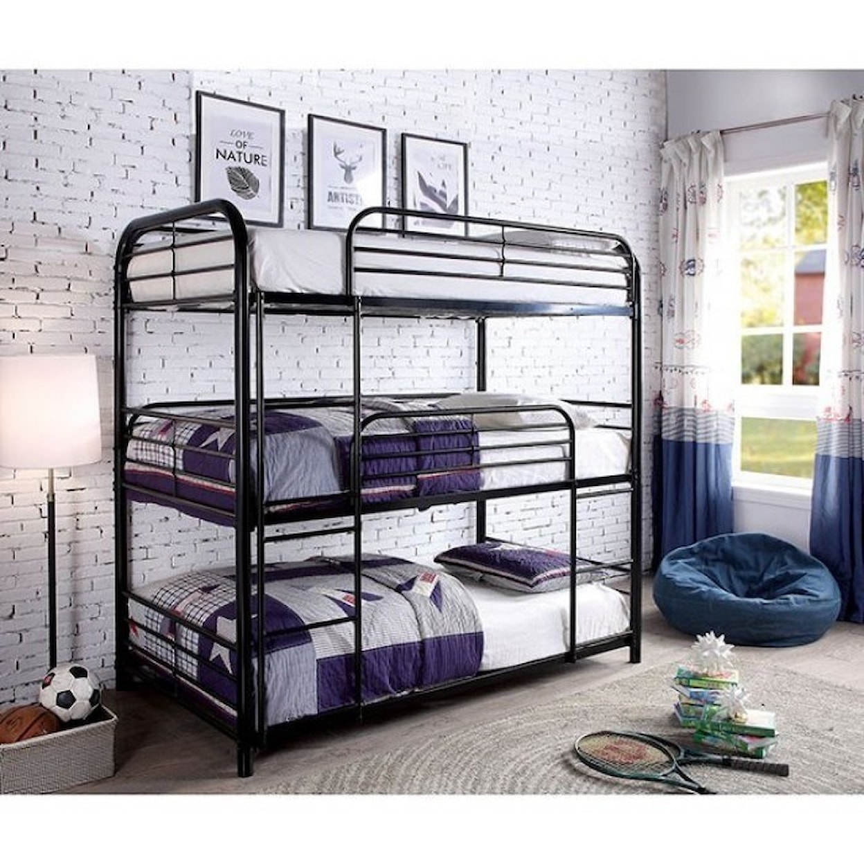 FUSA Opal Twin-over-Twin-over-Twin Bunk Bed