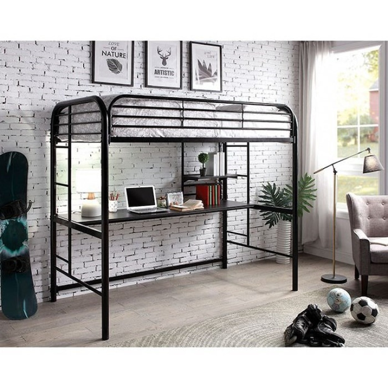 Furniture of America Opal OPAL II TWIN BUNK BED | (18-SUP-P62)BLACK TR