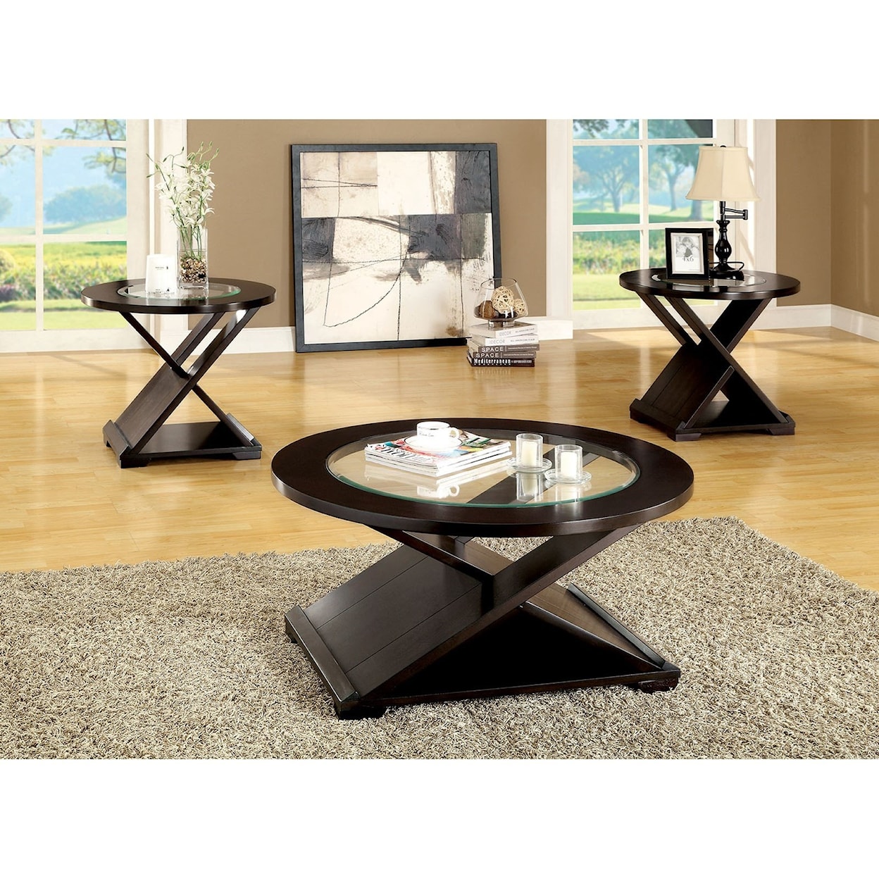 Furniture of America Orbe 3 Pc. Table Set