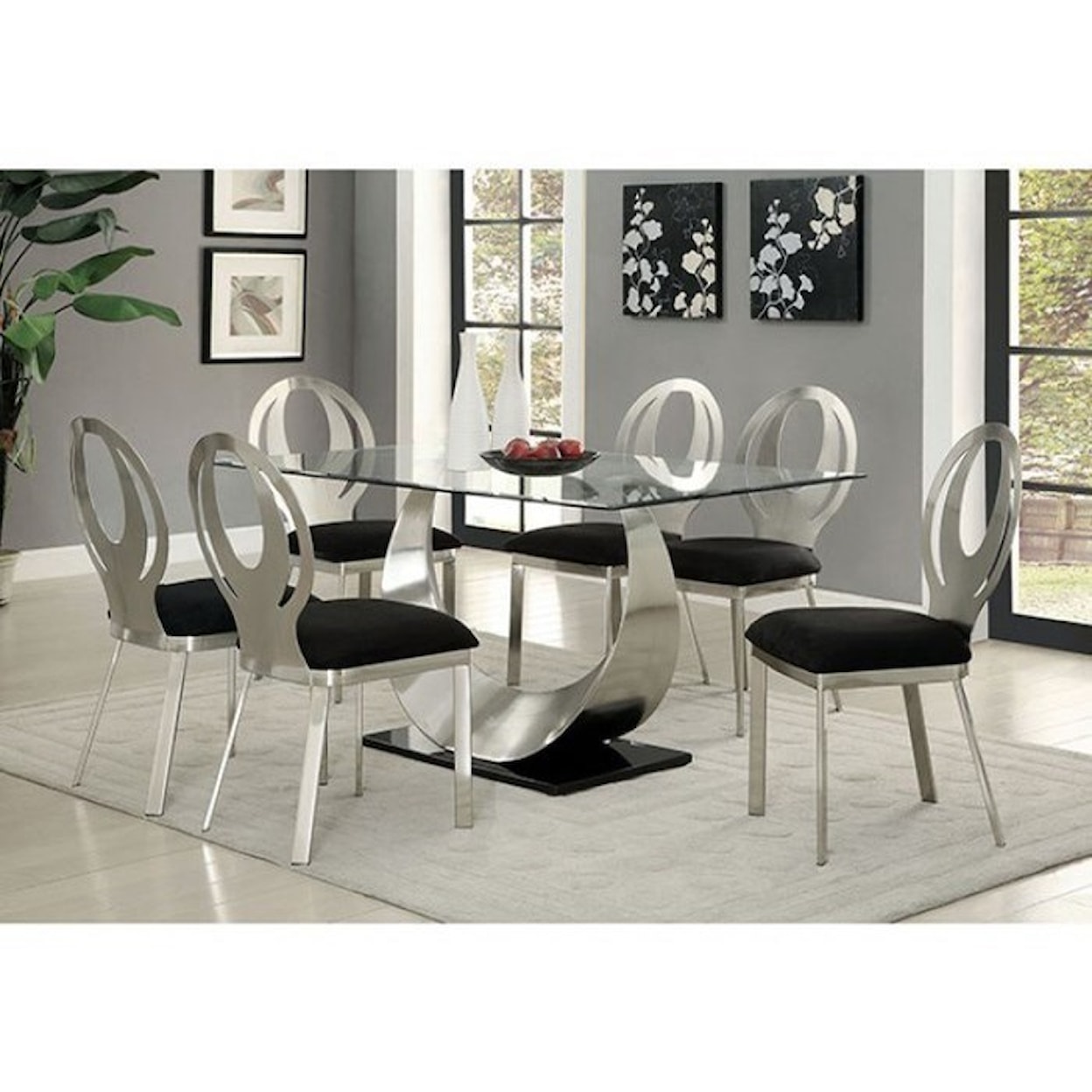 Furniture of America Orla Table and 6 Side Chairs