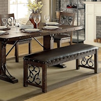 Dining Bench with Metal Scrollwork