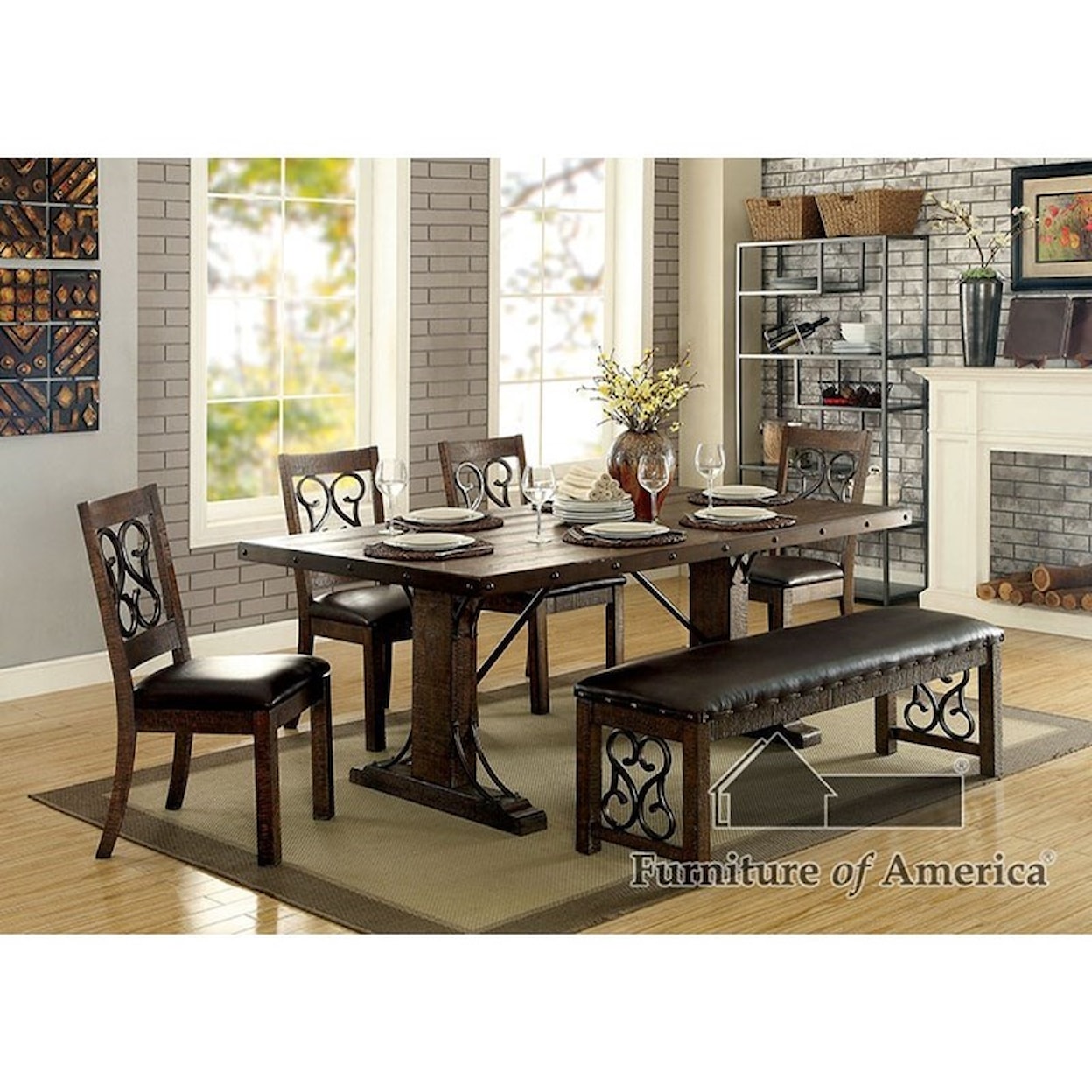 Furniture of America - FOA Paulina Dining Set with Bench