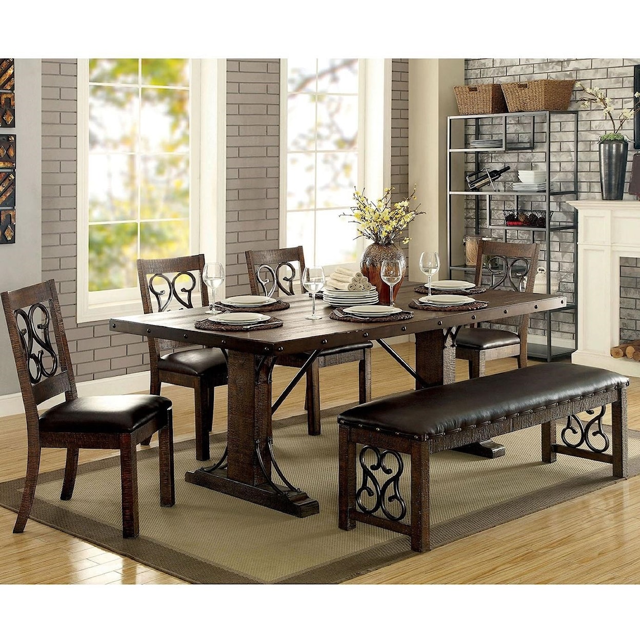 Furniture of America - FOA Paulina Dining Set with Bench