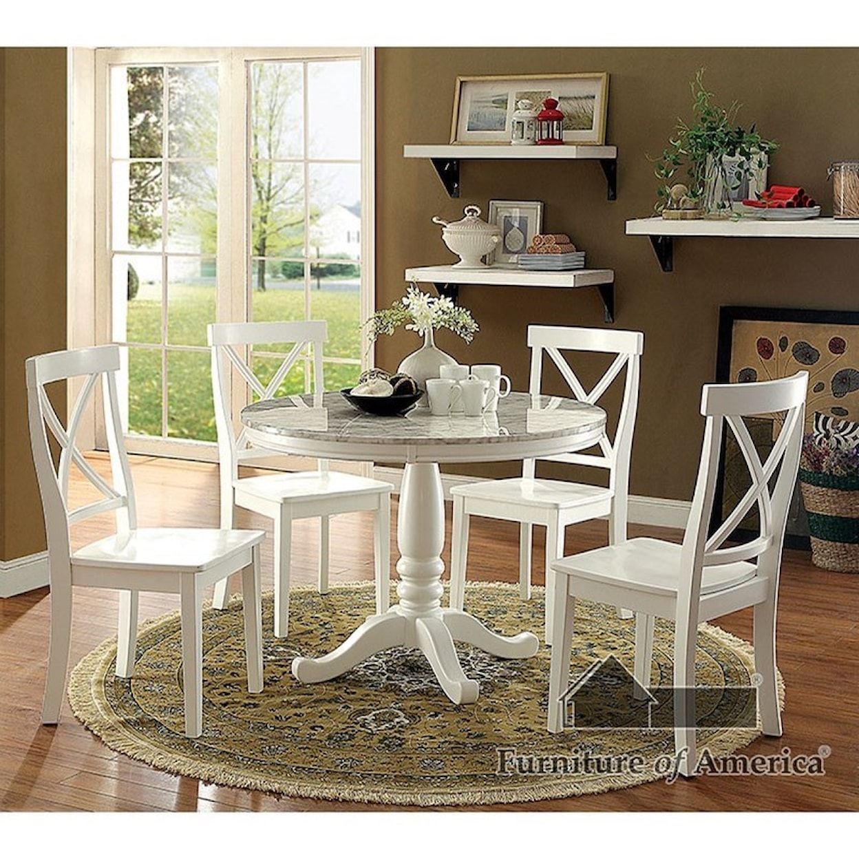 Furniture of America Penelope Dining Set with Round Table