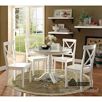 Dining Set with Round Table and Four Side Chairs
