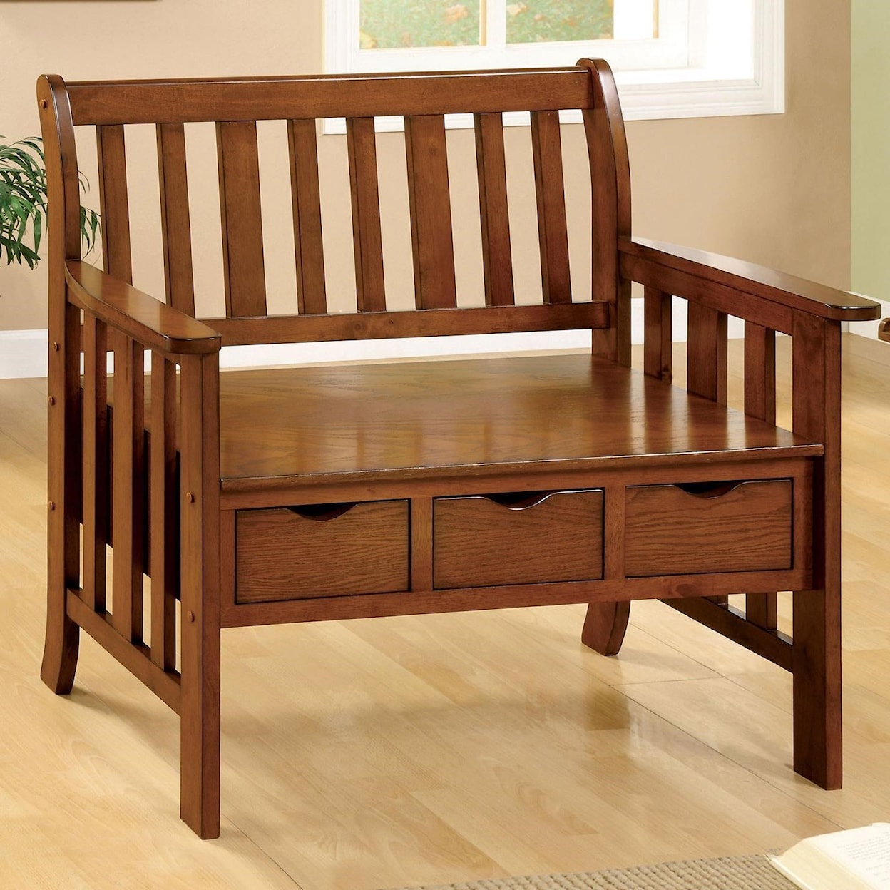 Furniture of America - FOA Pine Crest Storage Bench w/ 3 Drawers