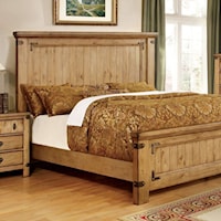 Cottage Style California King Bed with Metal Accents