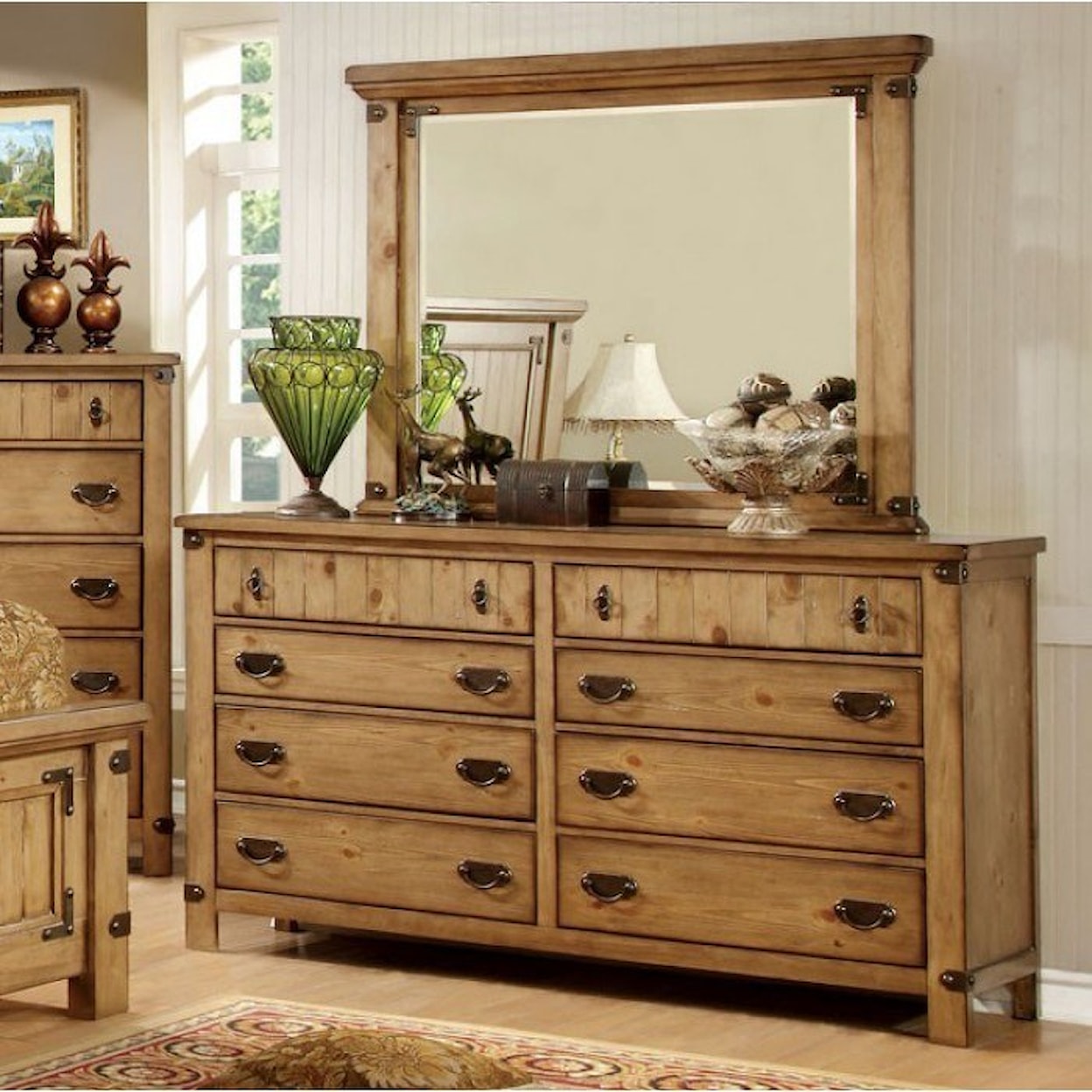 Furniture of America Pioneer Dresser and Mirror
