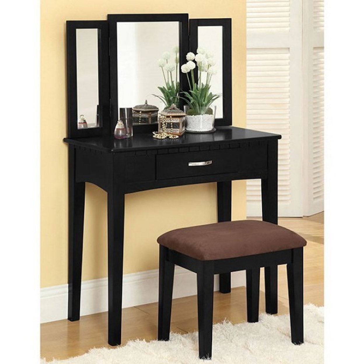 Furniture of America Potterville Vanity Table with Stool
