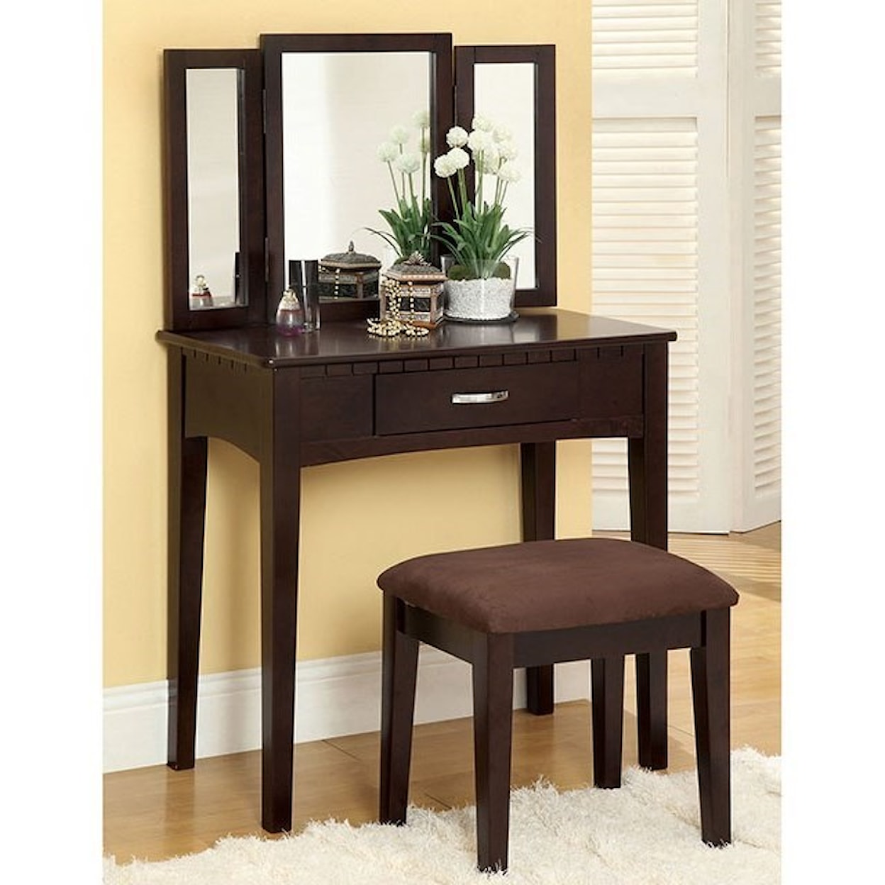 Furniture of America - FOA Potterville Vanity Table with Stool