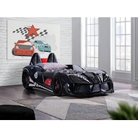 Twin Car Bed Black with LEDs