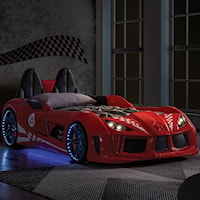Twin Car Bed Red with LEDs