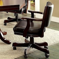 Traditional Faux Leather Game Chair with Casters and Adjustable Height