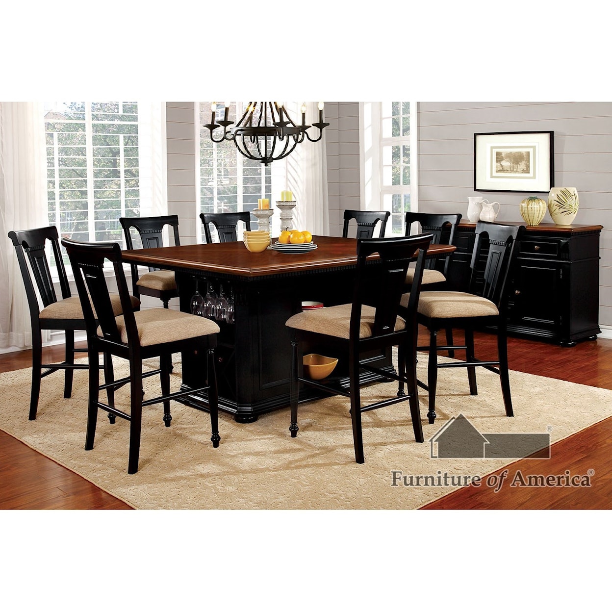 Furniture of America Sabrina Table + 8 Chairs