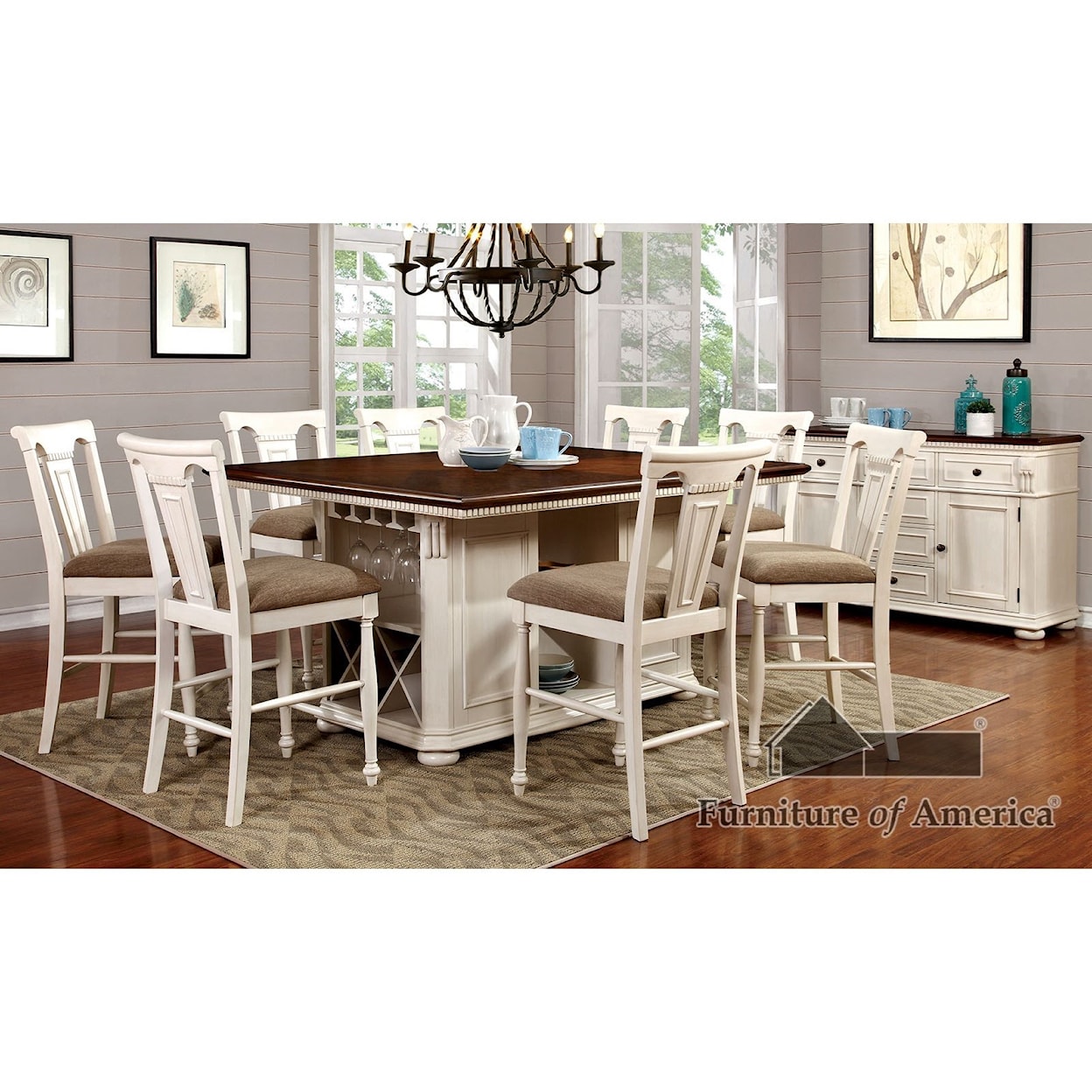 Furniture of America - FOA Sabrina Table + 6 Chairs