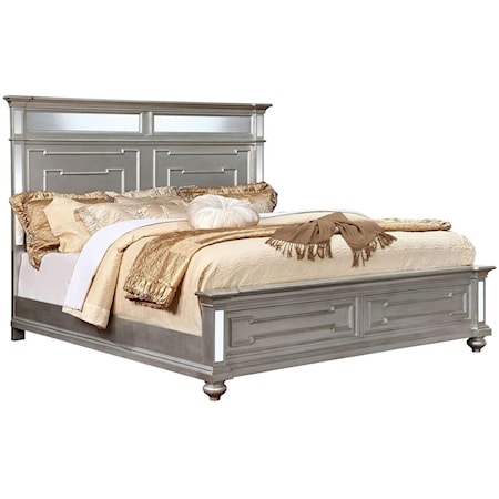California King Glam Silver Bed 