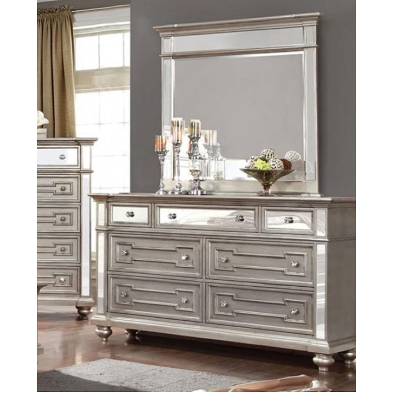 Furniture of America Salamanca Glam Dresser and Mirror