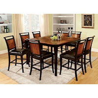 Transitional Two Tone Nine Piece Counter Height Dining Set