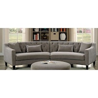 Contemporary Curved Sectional with Track Arms