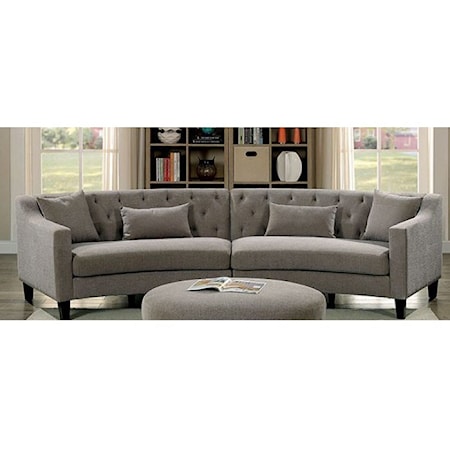 Contemporary Curved Sectional with Track Arms