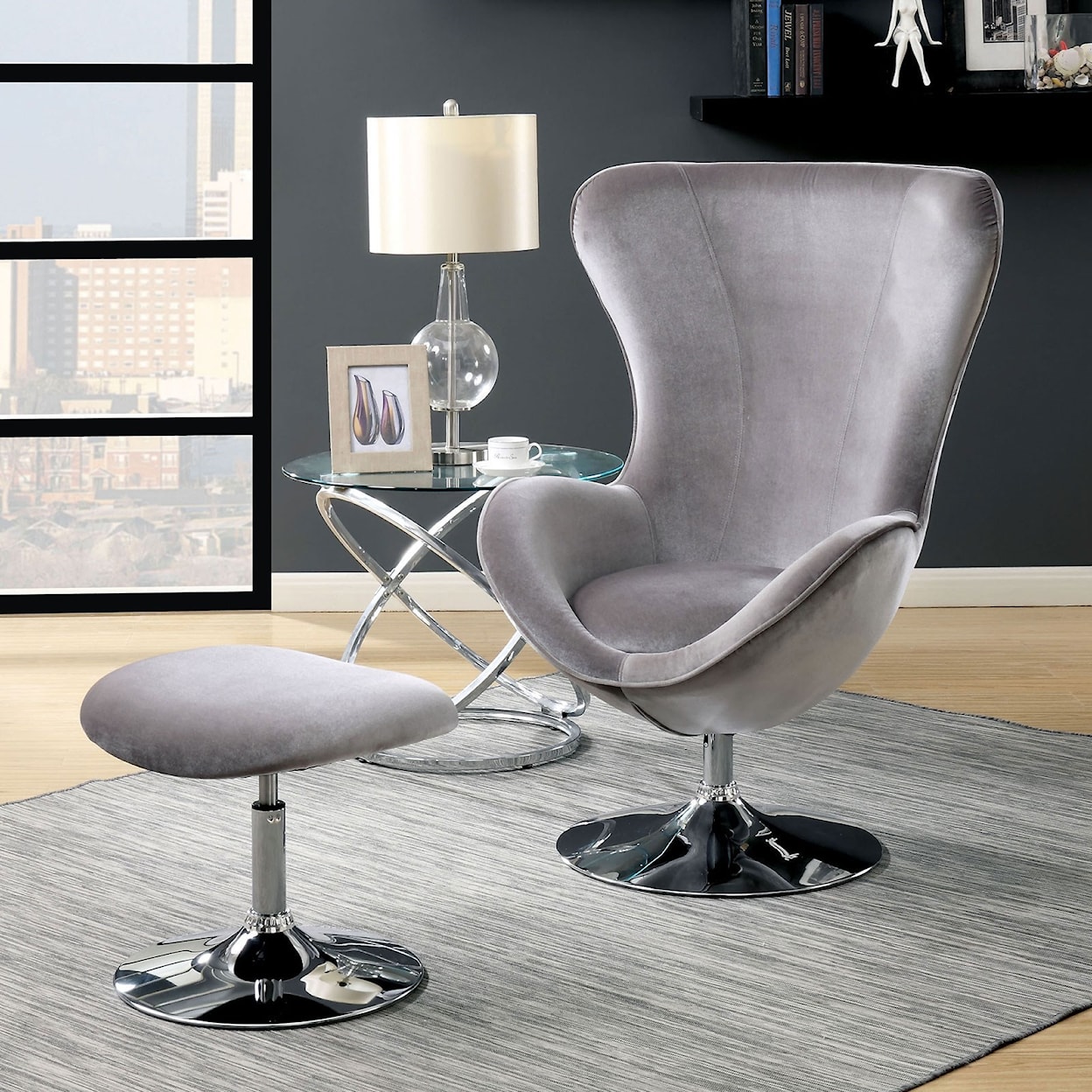 FUSA Shelia Accent Chair with Ottoman